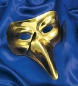 Maska s nosem - zlatá, stříbrná